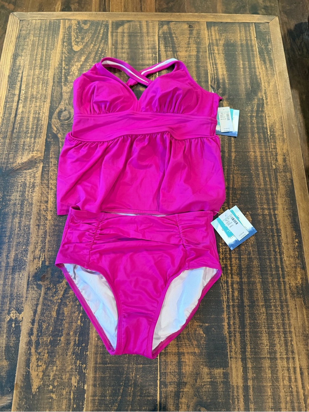 Maurices Hot Pink Women's Tankini Set top size M, bottom size S,